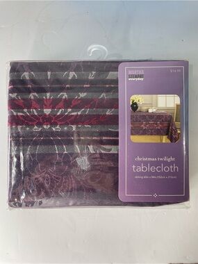 Martha Stewart Christmas Twilight Tablecloth Oblong 60x84” NIP Purple 2005 Vtg